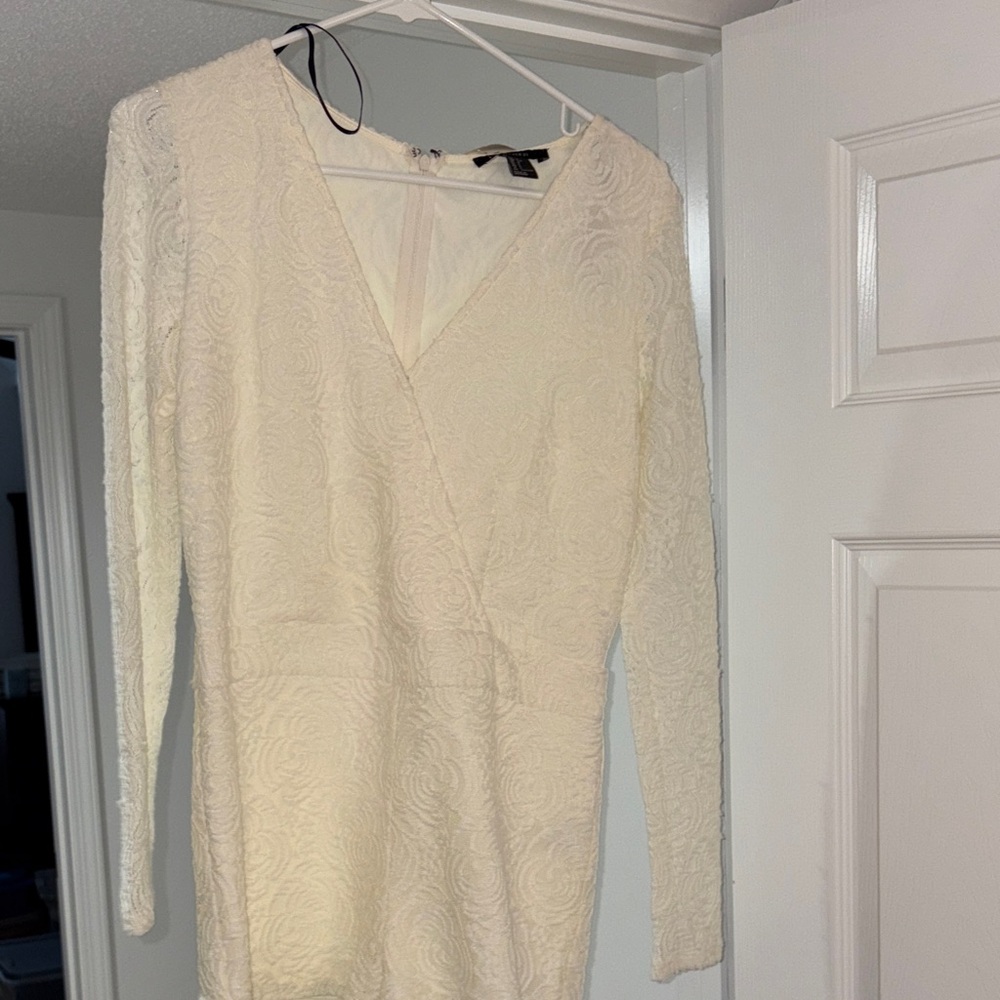 Forever 21 Cream Long Sleeve Dress